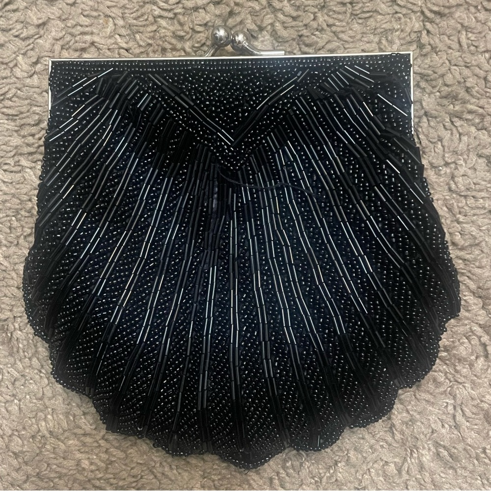 Vintage Black Beaded Evening Clutch Bag - Picture 7 of 7